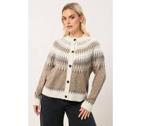 Yours Women's Fairisle Knitted Cardigan in Light Brown | Size: 18-20 Yours Light Brown 18-20