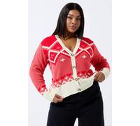 Yours Limited Collection Curve Fairisle Knitted Cardigan - Women's - Plus Size Curve Pink