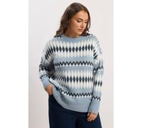 Yours Fairisle Knitted Jumper In Blue Blue 34-36