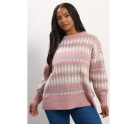 Yours Curve Fairisle Metallic Jumper - Women's - Plus Size Curve Pink
