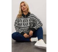 Yours Women's Fairisle Quarter Zip Jumper in Black | Size: 14-16 Yours Black 14-16