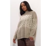 Yours Curve Brown Fairisle Jumper - Women's - Plus Size Curve