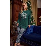 Yours Fairisle Wide Leg Pyjama Set In Green Green 14-16