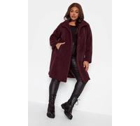 Yours Faux Fur Coat In Red Red 22-24