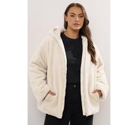 Yours Curve White Faux Fur Hooded Jacket - Women's - Plus Size Curve