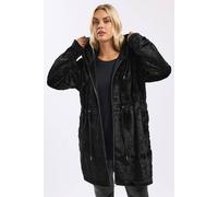 Yours Curve Faux Fur Longline Zip Hoodie - Women's - Plus Size Curve