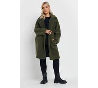Yours Faux Fur Teddy Coat In Dark Green Dark Green