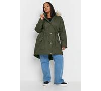 Yours Curve Green Faux Fur Trim Parka Coat - Women's - Plus Size Curve
