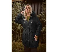 Faux Fur Trim Parka Jacket Yours Black 22-24