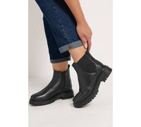 Yours Women's Faux Leather Almond Toe Chelsea Boots In Wide E Fit in Black | Size: 9E