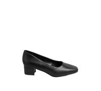 Extra Wide Fit Faux Leather Block Heel Court Shoes Yours Black 6EEE