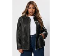 Yours Faux Leather Bomber Jacket In Dark Grey Dark Grey 18