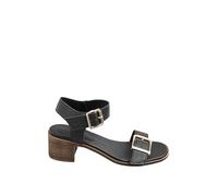 Yours - Faux Leather Buckle Block Heel Sandals in Wide E Fit & Extra Wide Eee Fit - Women's Black