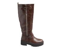 Yours - Faux Leather Buckle Chunky Knee High Boots In Standard Fit - Women's