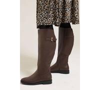 Yours - Faux Leather Buckle Detail Knee High Boots In Extra Wide Eee Fit - Women's