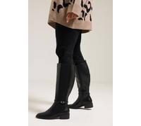 Yours Women's Faux Leather Buckle Knee High Boots In Extra Wide Fit in Black | Size: 7EEE Yours Black 7EEE