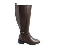 Faux Leather Buckle Knee High Boots In Extra Wide Fit Yours Brown 8EEE