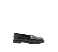 Yours - Faux Leather Croc Embossed Loafers in Wide E Fit - Women's Black