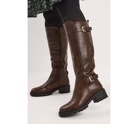 Yours Faux Leather Knee High Boots In Standard Fit In Brown Brown 5