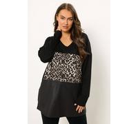 Yours Faux Leather Leopard Jumper In Black Black 20
