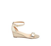 Yours - Faux Leather Low Wedge Sandals in Extra Wide Eee Fit - Women's Gold
