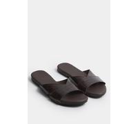 Yours - Brown Faux Leather Mule Sandals In Extra Wide Eee Fit - Women's