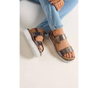Yours - Faux Leather Padded Wedge Sandals In Extra Wide Eee Fit - Women's