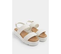Yours Faux Leather Padded Wedge Sandals In Extra Wide Eee Fit In White White 5EEE