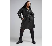Yours Limited Collection Curve Faux Leather Shirt Dress - Women's - Plus Size Curve Black
