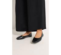 Yours Faux Leather Square Toe Ballet Pumps In Extra Wide Fit In Black Black 5EEE