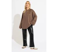 Yours Curve Faux Leather Straight Leg Trousers - Women's - Plus Size Curve Black