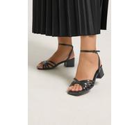 Yours Women's Faux Leather Strappy Cross Over Heels in Extra Wide EEE Fit in Black | Size: 8EEE