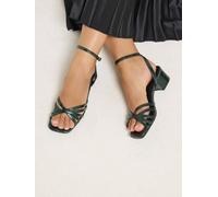 Yours - Green Strappy Cross Over Heels In Extra Wide Eee Fit - Women's