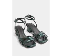 Yours - Green Strappy Cross Over Heels In Extra Wide Eee Fit - Women's