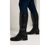 Yours Faux Leather Stretch Knee High Boots In Black Black 8EEE