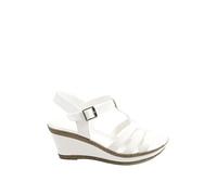 Yours - Faux Leather T-Bar Wedge Sandals in Wide E Fit & Extra Wide Eee Fit - Women's White