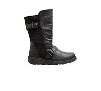 Yours - Faux Leather Wedge Buckle Boots In Wide E Fit & Extra Wide Eee Fit - Women's