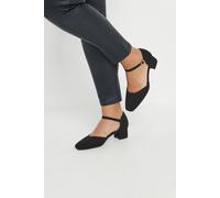 Yours - Faux Suede Block Heel Court Shoes in Extra Wide Eee Fit - Women's Black