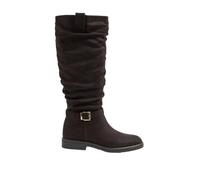 Yours Women's Faux Suede Buckle Detail Knee High Boots In Extra Wide E Fit in Brown | Size: 6E