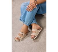 Faux Suede Buckle Strap Sandals Yours Light Brown 5EEE