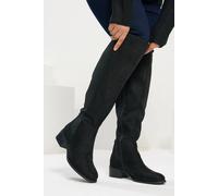 Yours Faux Suede Elasticated Knee High Boots In Black Black 5EEE