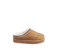 Yours - Brown Faux Suede Embroidered Mules In Wide E Fit - Women's