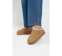 Yours - Brown Faux Suede Embroidered Mules In Wide E Fit - Women's