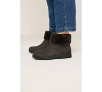 Yours Women's Faux Suede Fur Trim Ankle Boots In Wide E Fit in Brown | Size: 7E