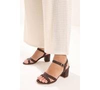 Yours - Brown Faux Suede Mid Block Heel Sandals In Wide E Fit & Extra Wide Eee Fit - Women's