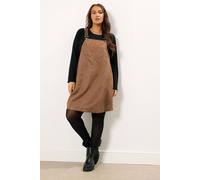 Yours Faux Suede Pinafore Dress In Brown Brown 26-28
