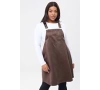 Yours Faux Suede Pinafore Dress In Chocolate Chocolate 30-32