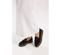 Yours Faux Suede Snaffle Loafers In Wide E Fit In Black Black 9E