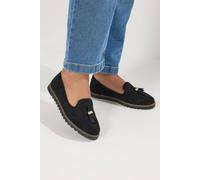 Yours - Faux Suede Tassel Slip On Loafers in Wide E Fit - Women's Black