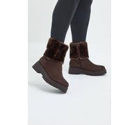 Yours Women's Faux Suede Wedge Chelsea Boots In Wide E Fit in Chocolate | Size: 8E